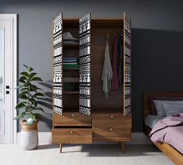 красивый Шкаф трехстворчатый "Berber" принт 19 арт BB02/Print_19 в интернет-магазине