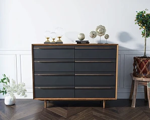 фото Комод "Bruni Black" на восемь ящиков арт BR06Black