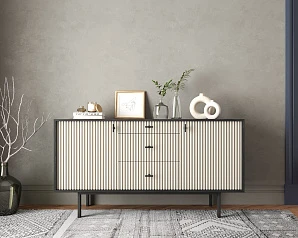 красивые Комод две дверки и три ящика "Emerson" арт EM08/milky/L