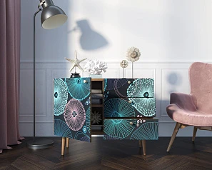 красивые Комод "Berber" три ящика и дверка 32 принт арт BB34/Print_32