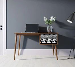 красивый Стол рабочий "Berber" принт 19 с одной тумбой арт BB20/Print_19 на заказ