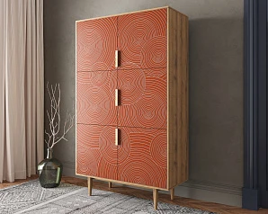 Большой комод с шестью дверками "Line" R20/red в интерьере