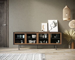 купить Комод с четыремя стеклянными дверками "Emerson" арт EM12 в интернет-магазине