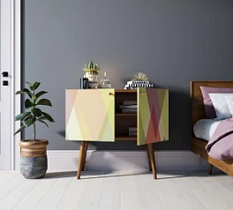 Комод на высоких ножках "Berber" малый принт 16 арт BB13/Print_16 в интерьере