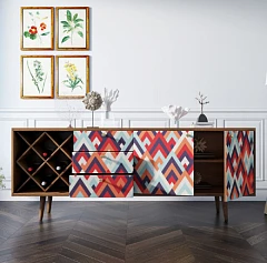 Комод "Berber" удлиненный с бутылочницей 2 принт арт BB15/Print_02 в интерьере