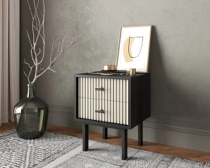 фото Тумбочка с двумя ящиками "Emerson" арт EM16/milky/L в интерьере