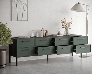 купить Комод с восемью ящиками "Nicole" цвет Зеленый, арт NEM03G в интернет-магазине