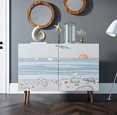 Комод "Berber" две дверки 10 принт арт BB04/Print_10 в интерьере