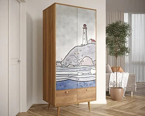 красивый Шкаф двухстворчатый "Berber" арт BB16/Print_51 в интернет-магазине