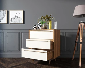 Комод в Скандинавском стиле "Bruni white" на три ящика арт BR07WH на заказ