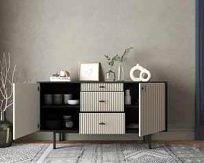 красивые Комод две дверки и три ящика "Emerson" арт EM08/milky/L