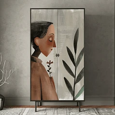 Шкаф двухдверный "Emerson Art Женщина с цветком" арт EM091/Art2 на заказ