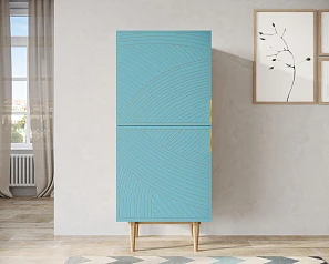 купить стильный Вертикальный комод с двумя дверками "Line" LN05/GR1/blue в интернет-магазине