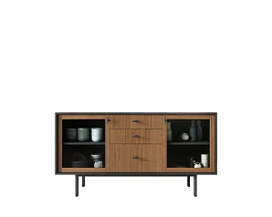 красивый Комод две стеклянные дверки и три ящика "Emerson" арт EM14