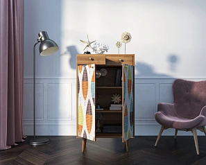 Комод "Berber" два ящика и дверки 48 принт арт BB46/Print_48 в интерьере