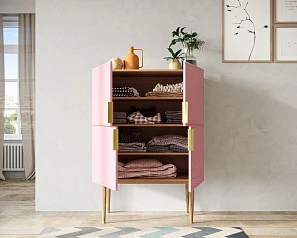 красивый Малый комод с четырьмя дверками на высоких ножках "Line" LN13/GR1/pink на заказ