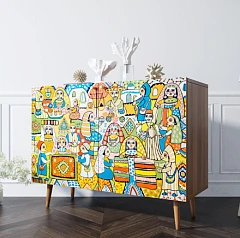 Комод "Berber" две дверки 1 принт арт BB04/Print_01 в интерьере