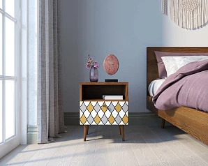 Тумбочка "Berber" с одним ящиком 22 принт арт BB06/Print_22, разноцветная на заказ