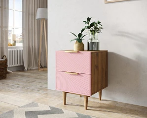 купить стильные Тумбочка с двумя ящиками "Line" LN07/GR1/pink в интернет-магазине