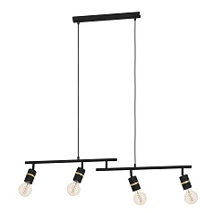заказать 900177 Подвесной потолочный светильник LURONE, 4x10W, E27, L1000, B50, H1100, сталь, черный, латунь
