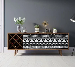 заказать стильные Комод "Berber" удлиненный с бутылочницей 19 принт арт BB15/Print_19