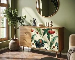 фото Комод "Berber" с двумя дверками и ящиками арт BB05/Print_55 в интерьере
