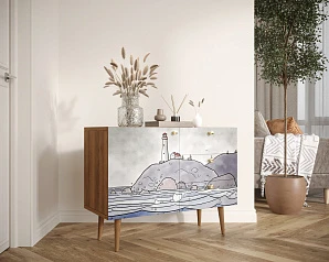 фото Комод "Berber" три ящика и дверка арт BB34/Print_51 в интерьере