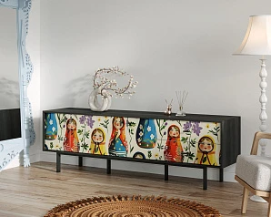 купить Комод с четырьмя дверками и двумя ящиками "Emerson" Матрешки арт EM04/Art04 в интернет-магазине