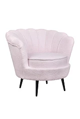 Низкое кресло ракушка Pearl Pink Boucle на черных ножках в интернет-магазине
