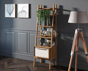 купить стильный Узкий стеллаж "Bruni white" с открытыми полками арт BR29WH