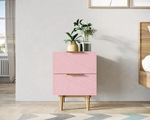 купить стильные Тумбочка с двумя ящиками "Line" LN07/GR1/pink в интернет-магазине