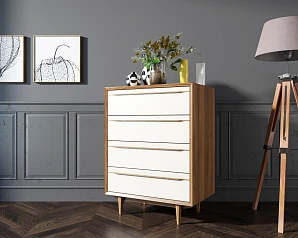 Комод в Скандинавском стиле "Bruni white" на четыре ящика арт BR08WH на заказ