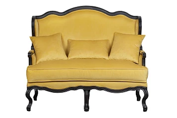 Двухместный дизайнерский диван Brody Double yellow в интерьере