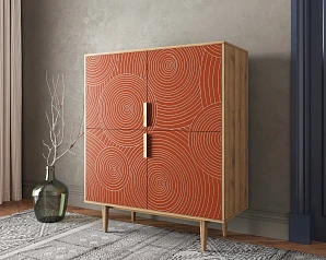 заказать Большой комод с четырьмя дверками "Line" R19/red в интернет-магазине
