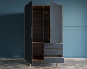 фото Шкаф в скандинавском стиле "Bruni Black" с ящиками арт BR27Black в интерьере