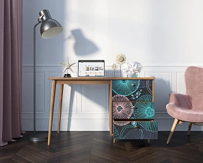 купить красивые Стол рабочий "Berber" принт 32 с одной тумбой арт BB31/Print_32 в интернет-магазине