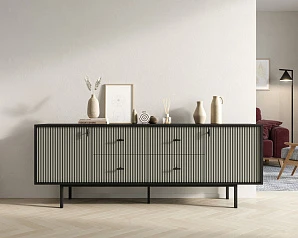 купить Комод две дверки и четыре ящика "Emerson" арт EM19/gray/L в интернет-магазине