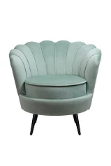купить стильное Низкое кресло ракушка Pearl Green на черных ножках в интернет-магазине