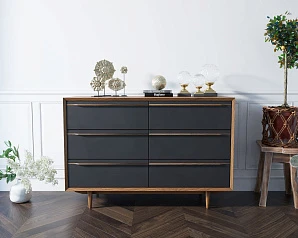 стильный Комод "Bruni Black" с шестью ящиками арт BR05Black