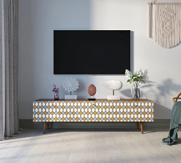 фото Комод "Berber" с ящиками низкий под TV принт 22 арт BB19/Print_22 в интерьере