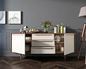 заказать Комод "Bruni white" с тремя ящиками и дверками арт BR-03WH