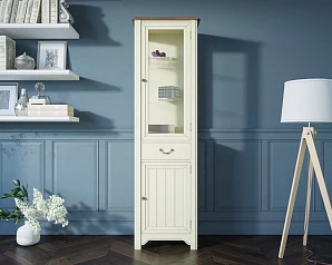 фото Узкий шкаф-витрина "Olivia" в бежевом цвете арт GC2005C