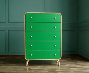 купить стильные Комод "Ellipse" с пятью ящиками зеленые фасады арт EL20/1