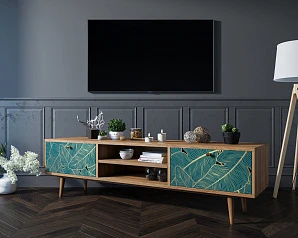 стильный Комод "Berber" с нишей низкий под TV арт BB49/Print_41 на заказ