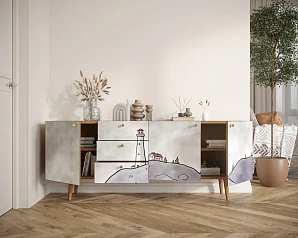 стильный Комод "Berber" удлиненный арт BB11/Print_51 на заказ