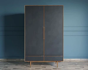купить Шкаф двустворчатый  "Bruni Black" с двумя ящиками арт BR27/2Black в интернет-магазине