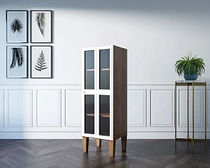 красивый Шкаф-витрина "Andersen" с рифлеными стеклами арт AN14WH на заказ