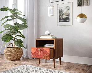 фото Тумбочка "Berber" с одним ящиком 49 принт арт BB06/Print_49, разноцветная в интерьере