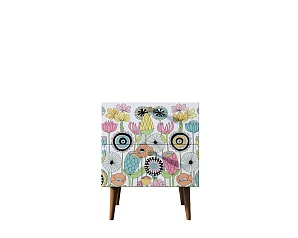 заказать Тумбочка "Berber" с двумя ящиками 3 принт арт BB03/Print_03, разноцветная в интернет-магазине