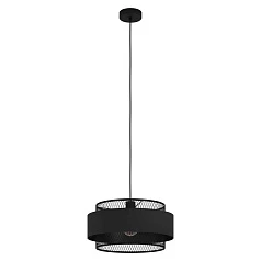 красивые 43668 Подвесной потолочный светильник (люстра) BAZELY, 1Х40W, E27, H1100, ?400, сталь/текстиль, черн